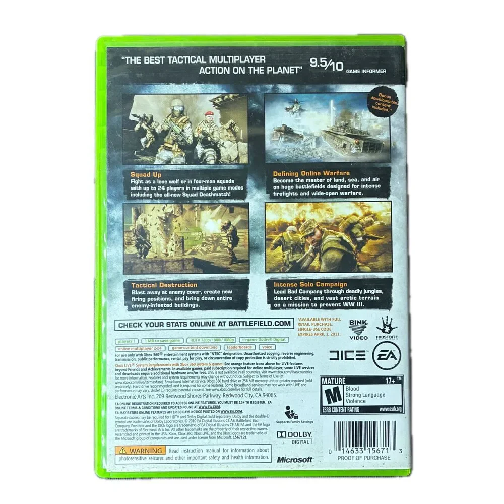 Xbox 360 Game Lot of 5 Call of Duty MW 1 MW 2 MW 3 Bad Company 2 Borderlands